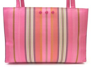 New Kate Spade Pink Multicolored Striped Silk Handbag