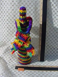 Hand Crocheted Sombrero Blanket 6 oz Hot Sauce Bottle Cover Multicolored Yarn