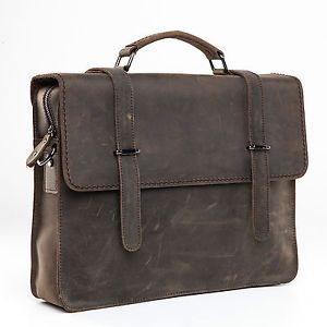 Genuine Leather Mens Messenger Laptop Case 14" Retro Business Notebook Bag Tote