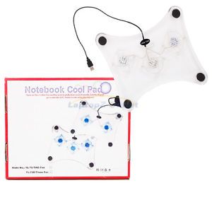 New USB 3 Fan with Blue LED Cooling Cooler Pad for Notebook PC 13 3 14 1" Clear