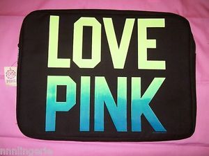 Victoria's Secret "Pink Love" Black Zippered Laptop Case Sleeve Bag Cover