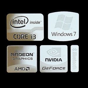 Intel Core i3 Logo Metal Decal Sticker NVIDIA Radeon Graphics Silver Type C