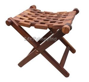 Handy Sheesham Wooden Portable Folding Stool Bench Seat