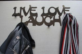 Coat Rack Live Love Laugh Black Wall Hook Hangers Hanging Steel