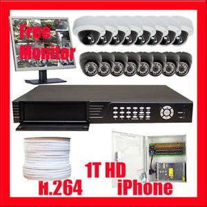 16 CH 1T DVR 560TVL Indoor Outdoor Security Camera Surveillance System Package