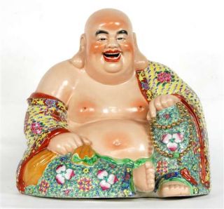 Chinese Ceramic Large Buddha Statue Porcelain Laughing Asian Hotei Gift New 18"