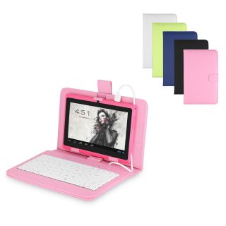 Universal Faux Leather Micro USB Wired Keyboard Cover Case for 7" inch Tablets