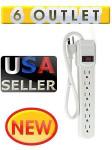 New 6 Outlet Premium Surge Protector Electrical Power Strip Heavy Duty