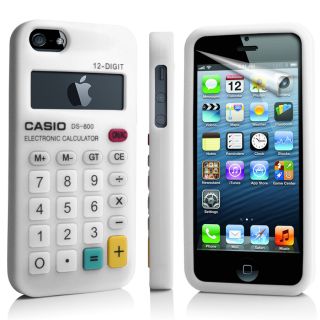 White Calculator Silicone Case for Apple IPHONE5 iPhone 5 5g Screen Protector
