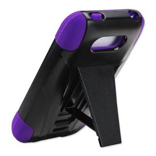 Black Purple Hybrid Case Hard Cover Protector Stand LG Motion 4G MS770 Metro Pcs