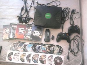 Xbox Original Console Huge Games Lot 2 Controllers and Accessories