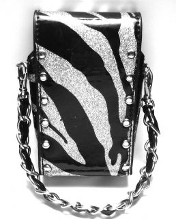 Silver Black Zebra Universal Cell Phone Case Wristlet