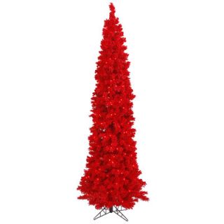 Vickerman 9 Red Pine Artificial Christmas Tree with 400 Mini Lights and Flocked