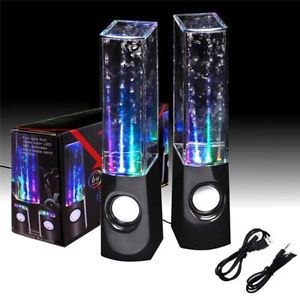 Blk LED Dancing Water Speakers Show Fountain USB Music PC Laptop iPad Universal