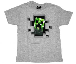 Minecraft Creeper Inside Funny Video Game Gray Youth T Shirt Tee