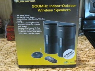 Audio Unlimited Wireless Speakers 900 MHz 2 Speakers Transmitter Remote