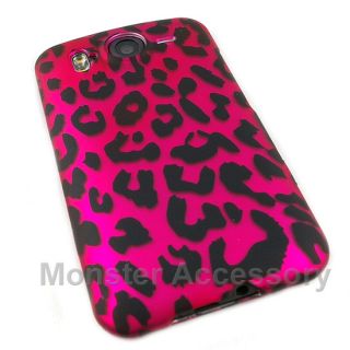 Pink Leopard Rubberized Hard Case Cover HTC Desire HD