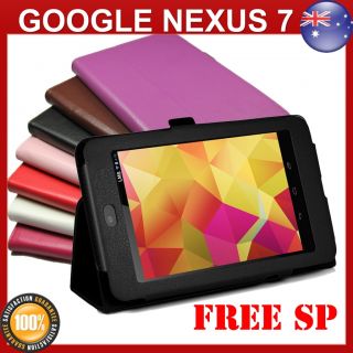 Premium Google Nexus 7 Leather Flip Case Cover Stand Free Screen Protector