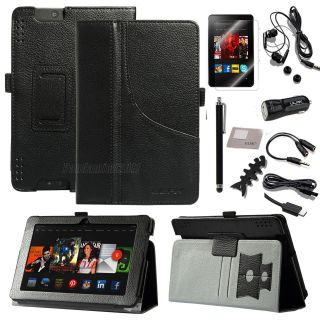 10in1 for Kindle Fire HD 8 9" Rotating Leather Case Screen Protector Bundles