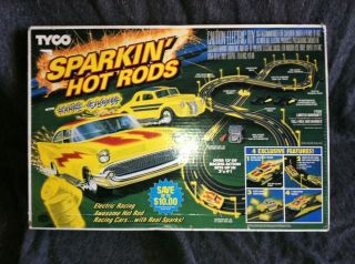 Vintage Tyco Sparking Hot Rods Electric Racing Slot Car Set