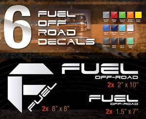 Fuel Off Road Vinyl Truck Decals 6pc Chevy Dodge Ford GMC Nissan Toyota Jeep
