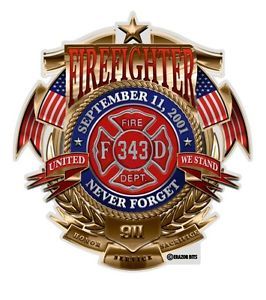 Firefighter Decal 4 inch Fireman Badge of Honor 343 9 11 Never Forget Decal