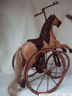 Vintage Tricycle Wooden Rocking Horse Jumper Carousel Horse on Wheels