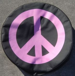Sparecover® ABC Series Peace Sign Pink on 33" Black Tire Cover 4 Hummer