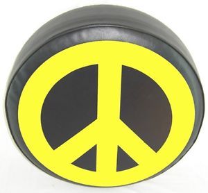 Sparecover® ABC Series Peace Sign Yellow on 27" Black Vinyl Tire Cover 4 Honda