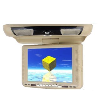 Tan Beige IR 10 4" LCD Car Roof Mount Monitor DVD Player Radio USB SD Games