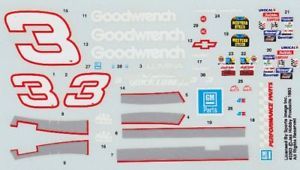 3 Dale Earnhardt Goodwrench Chevy 1 32 Slot Car Decals