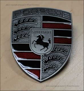 Porsche Titanium Hood Crest Badge Black Chrome 993 996 997 911 991 981 Panamera