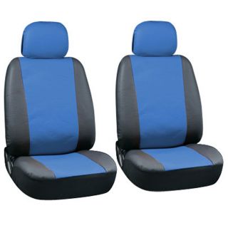 20pc Faux Leather Blue Black Auto Seat Cover Set Heavy Duty Rubber Floor Mats