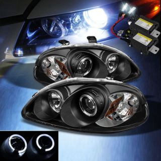 Slim 6000K Xenon HID 96 98 Civic Halo Projector Headlights Black Head Lights Set