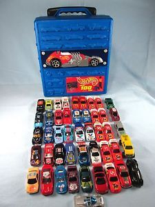 46 Hot Wheels Cars with 100 Car Rolling Hot Wheels Carrying Case BLP 21001