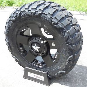 18" Black Rockstar Wheels Rim 35" Nitto Mud Grappler Tires Silverado 1500 Sierra