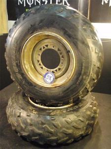 Used Front Wheels Tires Dunlop AT25X8 12 25 8 Mud All Terrain ATV Bald Worn