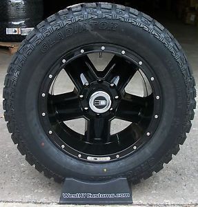 20x10 HD Dig Wheels Black Gladiator QR900 35x12 50R20 Mud Tires Ford F250 F350