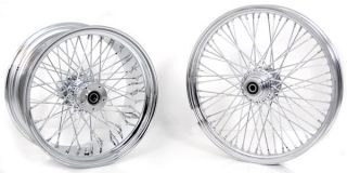 Chrome Wheels 60 Spokes 250 Wide Front Rear Set Fits Custom Harley Motorcycle
