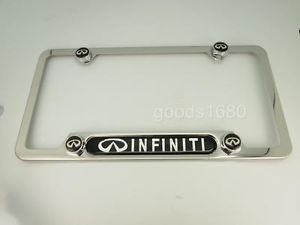 New Infiniti Metal Chrome Steel License Plate Frame Holder Logo Bolts Screws