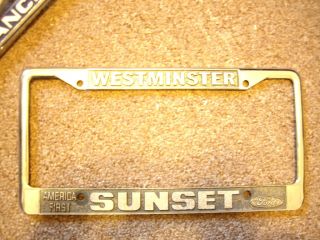 Sunset Ford Westminster License Plate Frame Old Vintage