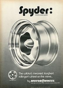 1971 Motor Wheel Spyder Custom Wheels not for Cream Puffs Magazine Ad