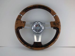 Universal Fit Custom Woodgrain Leather Steering Wheel Use w Momo Grant Hub
