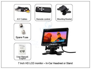 7" inch HD Car Monitor LCD Screen in Car Use Headrest Stand Mount 2 RCA AV In