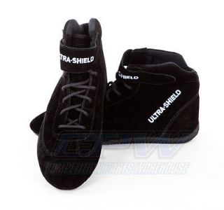 Size 8 Ultra Shield Racing Driver Shoes Mid Top Black Driving Shoe SFI 3 3 5