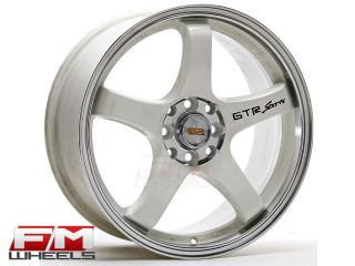 17x7 5 White GTR Sports Formula 4x100 Rims Yaris Mini Fiat 500 Neon Aveo Wheels