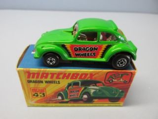 Matchbox 43B VW Dragon Wheels Medium Green Labels 5 Spoke Front Wheels