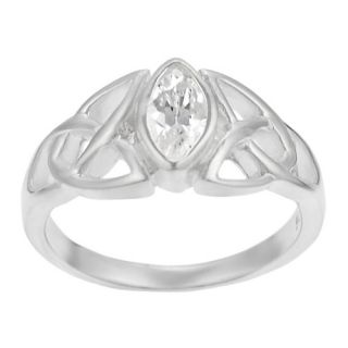 Skyline Silver Sterling Silver Celtic Triquetra with CZ Ring