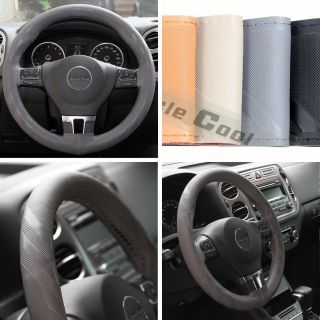 43012 14 15" 38cm Steering Wheel Cover Grey Leather Fiat Wrap BMW Audi Car SUV