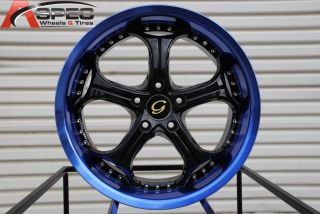 18x8 G Line G508 Wheel 5x108 38 Black Blue Rim Fits Volvo S40 V40 S60 V70 C70